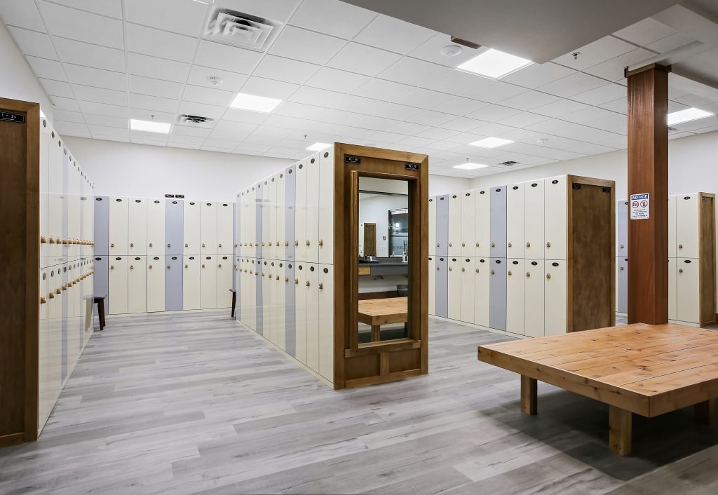 locker room in a korean bathhouse - Spa World
